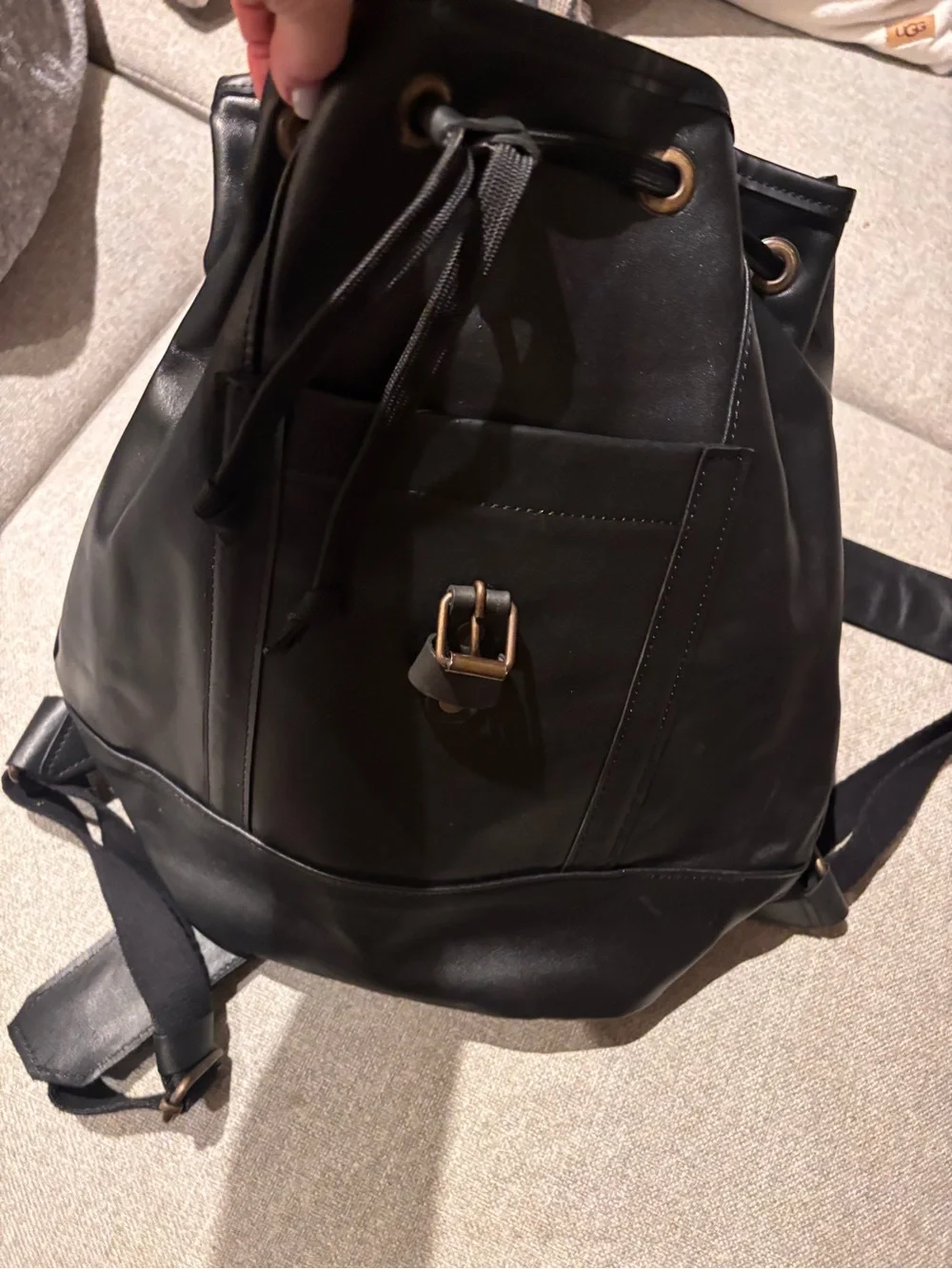 NEW Black Leather Modern Rugged Book Bag 🖤